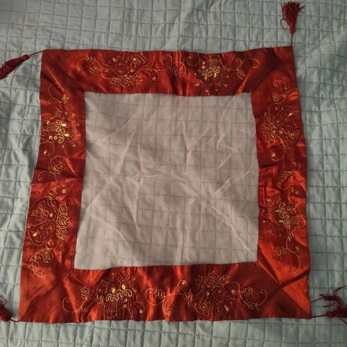 Set of organza table runners burgundy with festive motif, like new