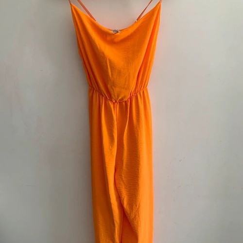Jumpsuit size S like new, orange, elastic waist