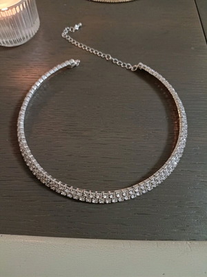 Abel & Lula collar necklace with double row of diamonds silver new