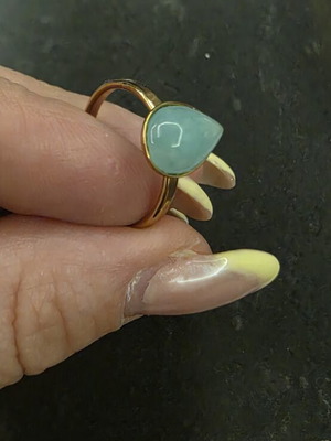 Ring from stainless steel with turquoise and gold color, like new