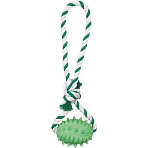 Trixie Rugby Ball Dog Toy on Rope 27cm new
