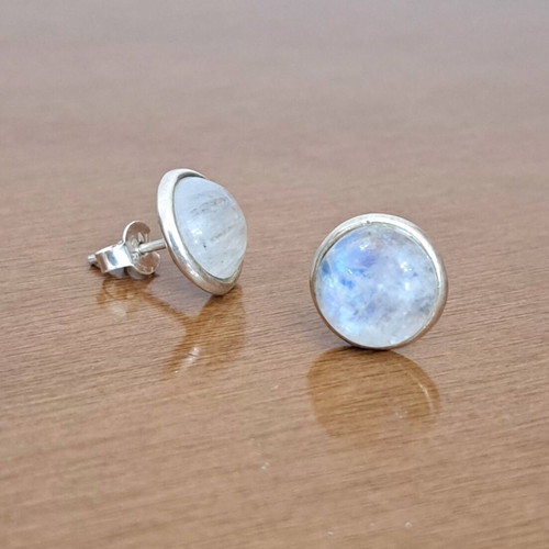 Silver earrings 925 with rainbow moonstone like new