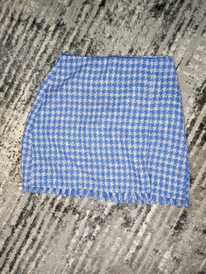 Stradivarius mini skirt new, white and blue, size S