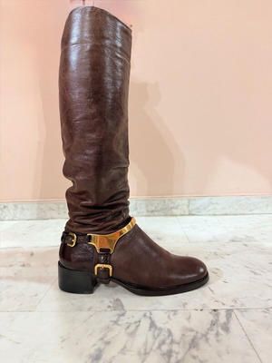 Prada leather riding boots used, size 39.5, brown