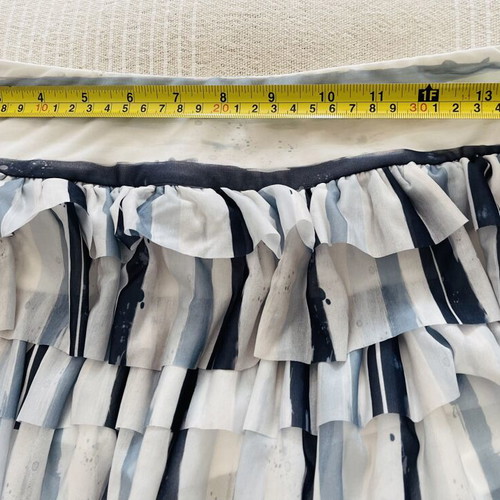 Short skirt with built-in shorts, white and blue