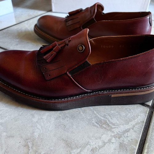 Guy Laroche men's leather shoes dark brown-burgundy like new size 43