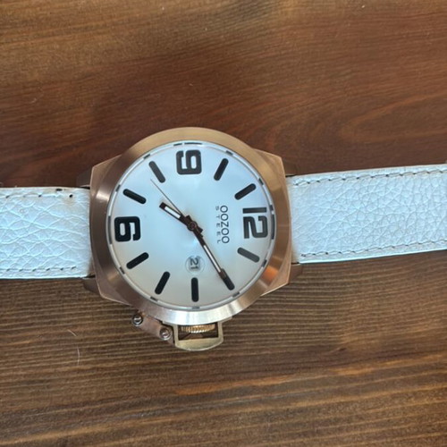Oozoo Steel watch like new, men's, white and gold