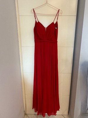Red solid maxi dress for party or wedding like new, size M