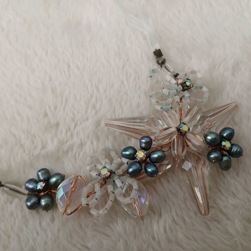 Vintage handmade choker necklace like new with beads and rhinestones