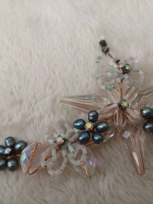 Vintage handmade choker necklace like new with beads and rhinestones