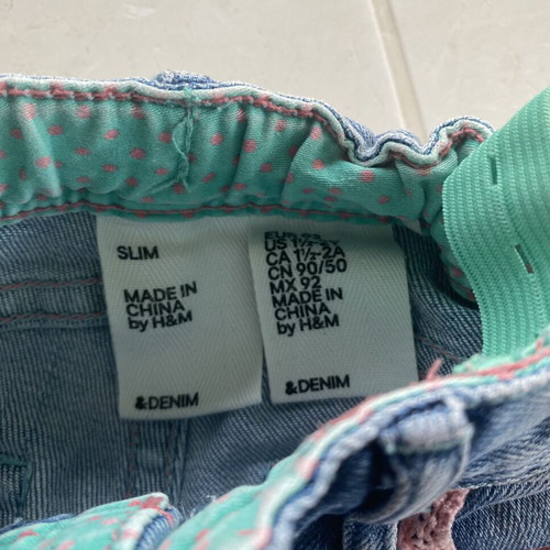 Tommy Hilfiger toddler jeans and H&M printed jeans, size 92 cm