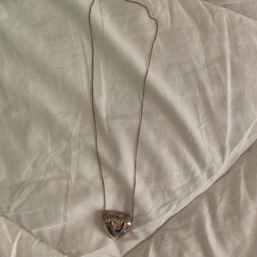Tiffany&Co. 925 Silver Vintage Puffy Heart Necklace Like New
