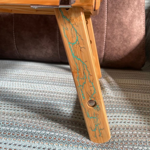 Handmade Bamboo Laptop Table with Lichtenberg Art and Magnetic Upgrade new