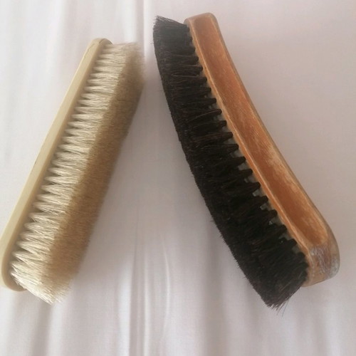 Clothing brushes used, set of 2, wooden and bone handles