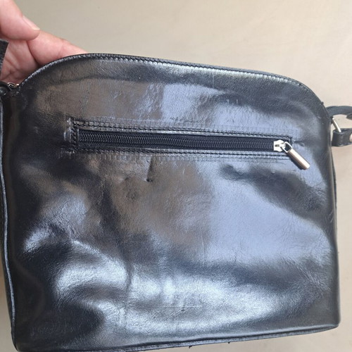 Vera Pelle shoulder bag used, black leather, made in Italy