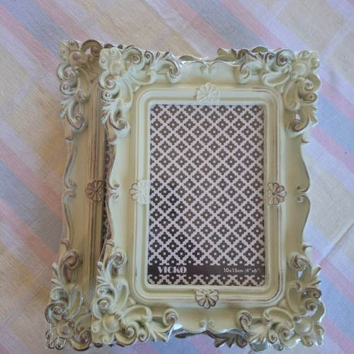 VICKO photo frames with vintage embossed design, cream