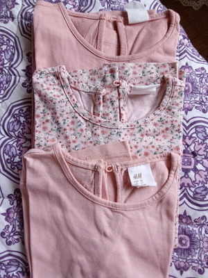Pack of 3 thin long-sleeve H&M blouses 2-3 years new, pink
