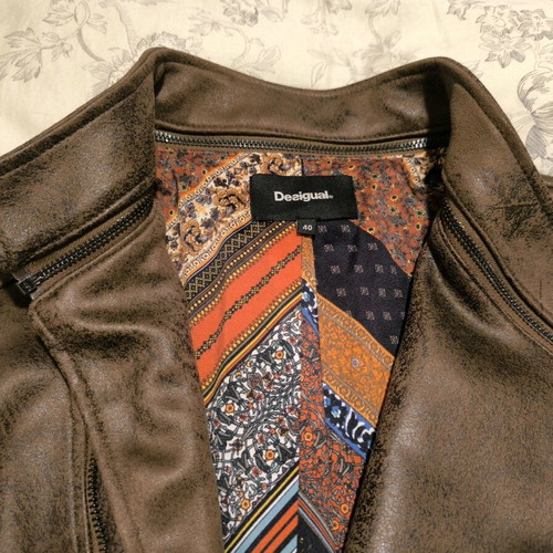 Desigual Biker leather jacket No40 new, brown