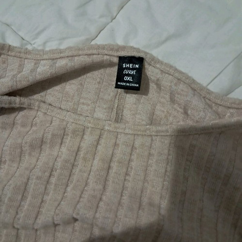 Shein mini dress with fine knit, like new, beige, size XL