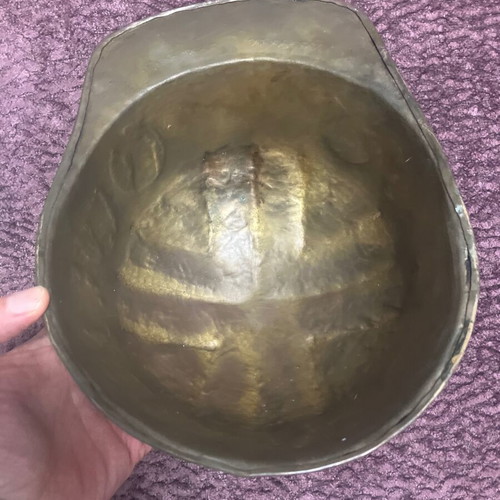 Vintage Egyptian bronze helmet engraved like new