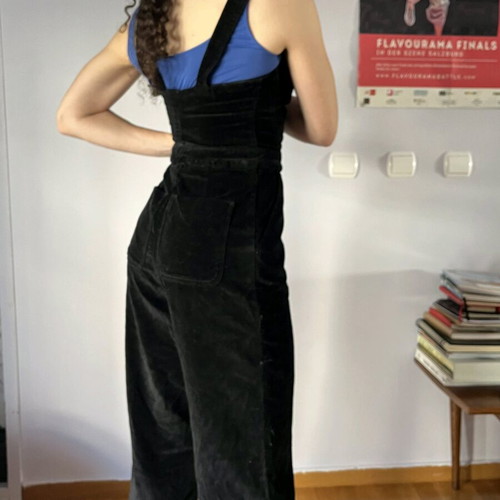 Velvet salopette used, black, size XXS