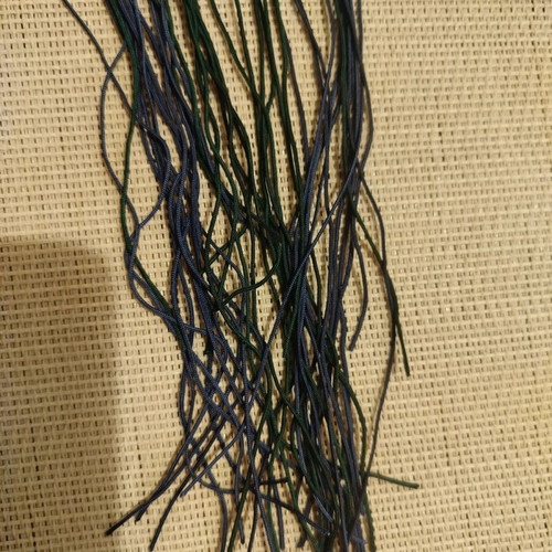 Macrame necklace new in blue and green tones with acrylic beads and fringes