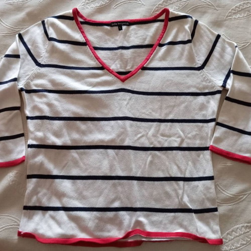 Vintage Julia Bergovich knitted mariniera top with red details size M