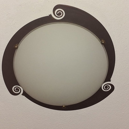 Ceiling light made of wrought iron and white opaline like new