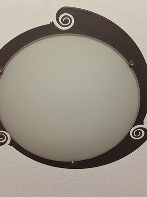 Ceiling light made of wrought iron and white opaline like new