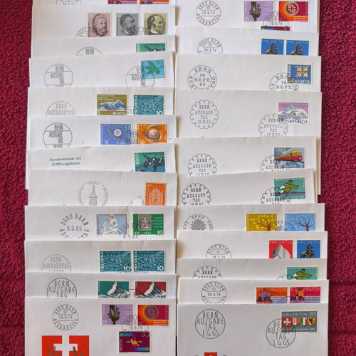 Swiss First Day Covers FDC Collection in Excellent Album, 100 pcs