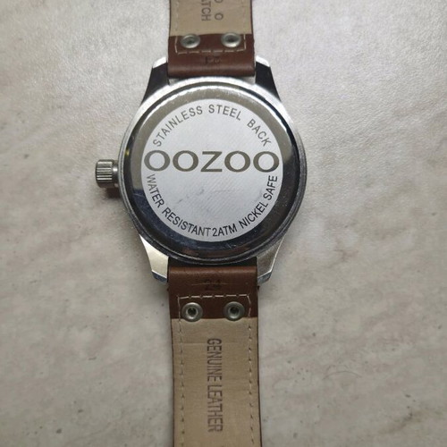 Oozoo men's watch 46mm steel case with leather strap like new