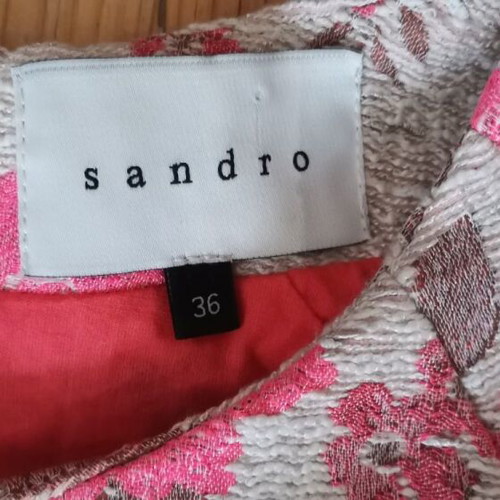 Рокля Sandro като нова, размер 36 (XS/S), букле, розова и бяла