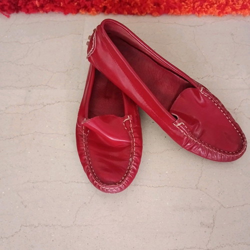 Leather moccasins used red, size 41