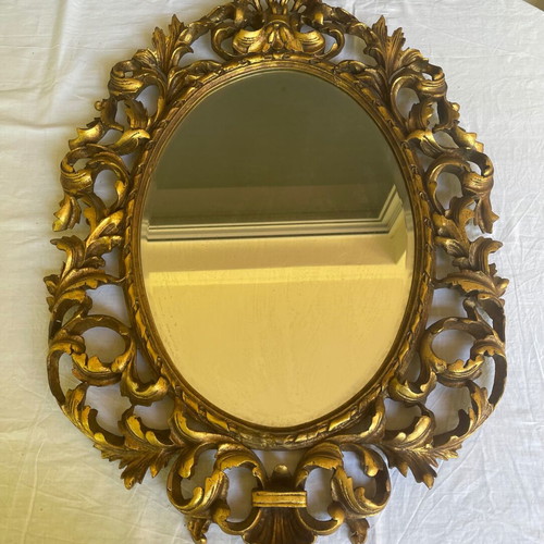Antique mirror used with hand-carved frame over 100 years old