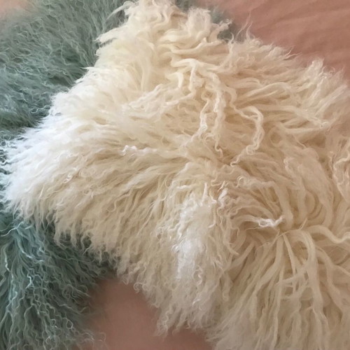 Furry sofa pillowcase new 30x50cm ivory, 100% leather