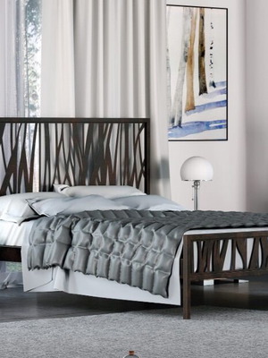 Forest Bed like new, metal handmade, 160x200 cm, black matte