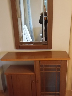 Entrance furniture and walnut mirror like new