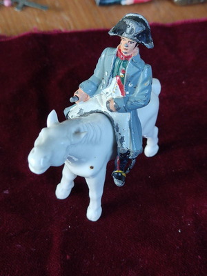 French Lead Soldier Napoleon on Porcelain Horse used