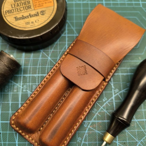 Handmade leather pen and pencil case