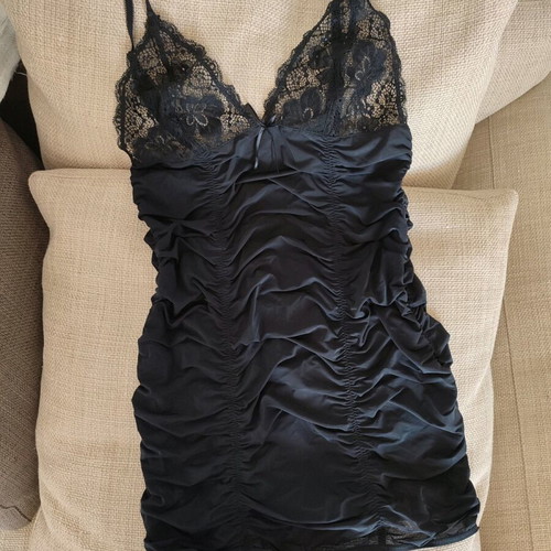 Nylon lingerie with black lace size S-M, new