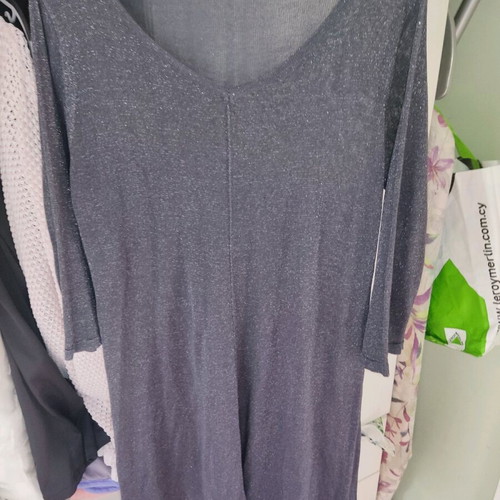 Viscose dress used, gray, loose fit with 3/4 sleeve