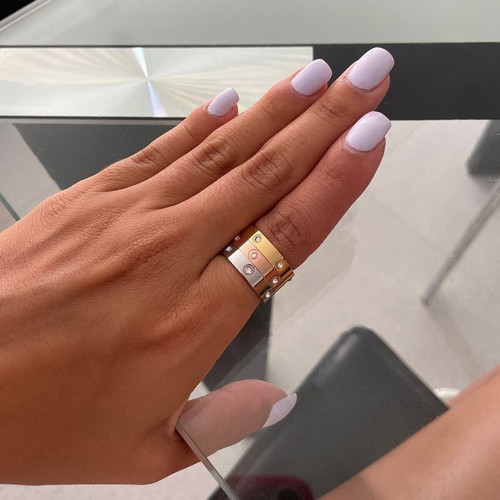Love ring gold stainless steel with zirconia new