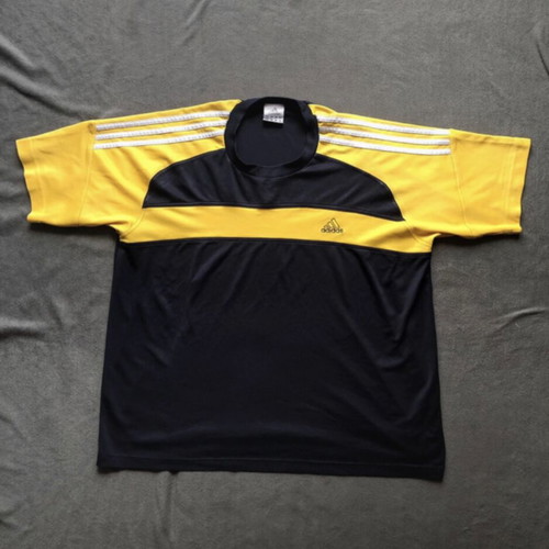 Adidas men's short-sleeve shirt like new, dark blue and yellow, size M