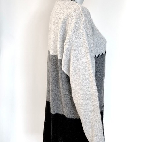 TIGI Oversized Colorblock Wool & Angora Cable Knit Sweater