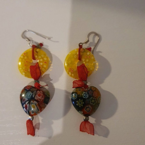 Handmade Murano earrings used with silver clasp