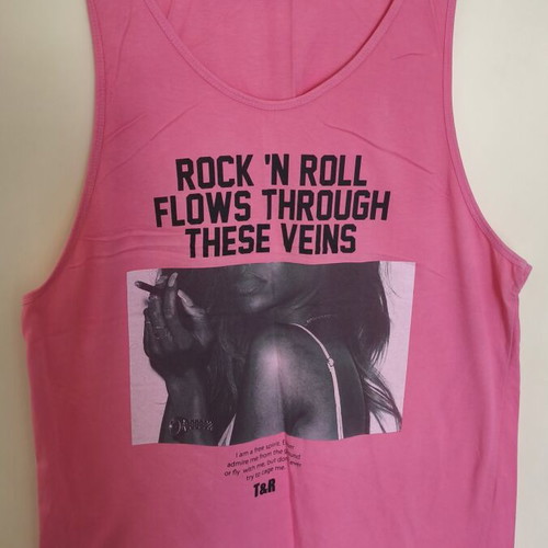 Pink tank top 3Guys used, summer print