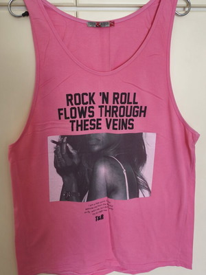 Pink tank top 3Guys used, summer print