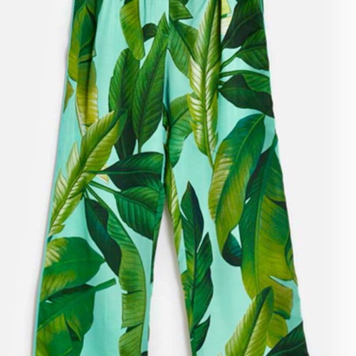 Zara Home Leaf Viscose Pants with Tropical Print like new, size M-L