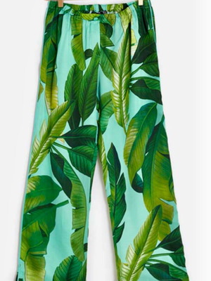 Zara Home Leaf Viscose Παντελόνια με Τροπικό Print σαν καινούργια, μέγεθος M-L