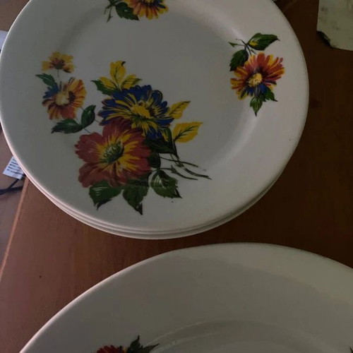 Cake plates floral set of 6 used